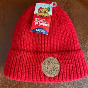 Red Knit Beanie with Kraft Logo